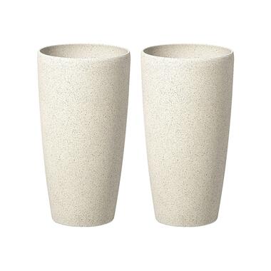 ABDERA - Bloempot set van 2 - Beige - Klein - Stenenmix product