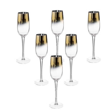 Secret de Gourmet Champagneglazen/flutes - goud - glas - 210 ml product