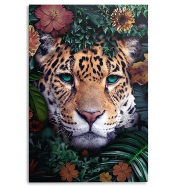 Glasschilderij - Jungle luipaard - 116x78 cm Glas product