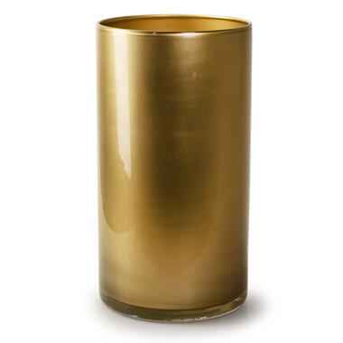 Jodeco Bloemenvaas - cilinder model glas metallic goud - H30 x D15 cm product