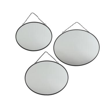 MISOU Spiegel Set van 3 Rond Zwart Metaal Wandspiegel product