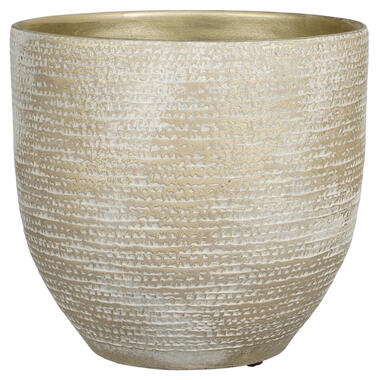 Mica Decorations Plantenpot - terracotta - champagne/wit -29x26cm product