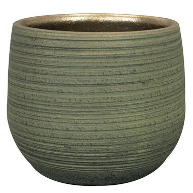 Ter Steege Plantenpot - keramiek - donkergroen - stripes -15x13cm product