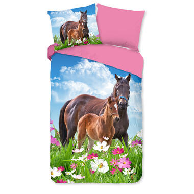 Good Morning Kinderdekbedovertrek "paarden" - Multi - (140x200/220 cm) - Katoen product