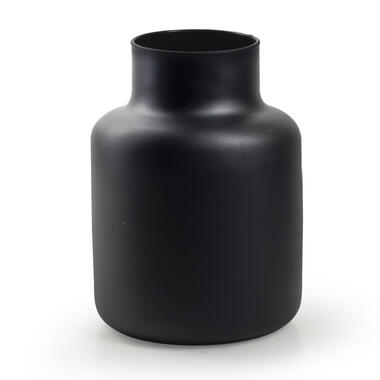 Jodeco bloemenvaas - Eco glas fles model - zwart - H20 x D14,5 cm product
