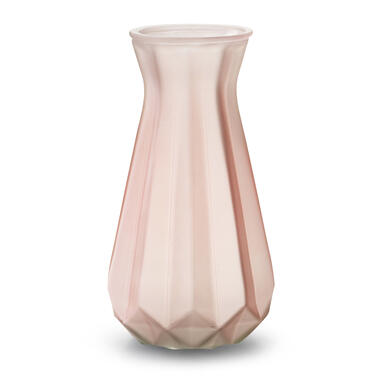 Jodeco Bloemenvaas - Stijlvol model - roze/transparant glas - H18 x D11,5 cm product