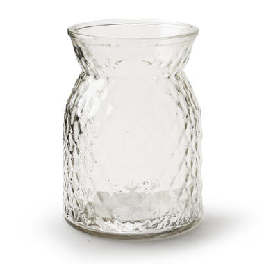 Jodeco Bloemenvaas - helder bewerkt/transparant glas - H16 x D12 cm product