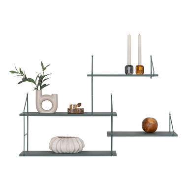 Hioshop Harlem wandkast wandplank 4 planken groen-zwart product