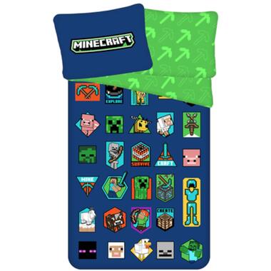 Minecraft Dekbedovertrek Badges - Eenpersoons - 140 x 200 + 70 x 90 cm - Katoen product