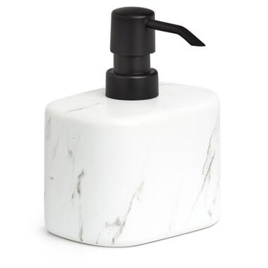 Zeller Zeeppompje/dispenser - keramiek - wit marmer look luxe - 13 cm product