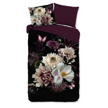 Pure Dekbedovertrek "bloemen" - Bordeaux - (140x200/220 cm) - Microfiber product