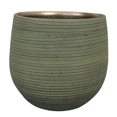 Ter Steege Plantenpot - keramiek - donkergroen - stripes - 22x20cm product