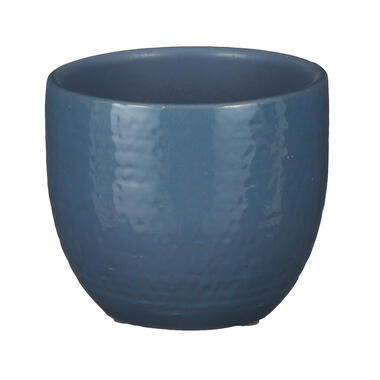 Mica Decorations Plantenpot - terracotta - blauw glans - D14/H12 cm product