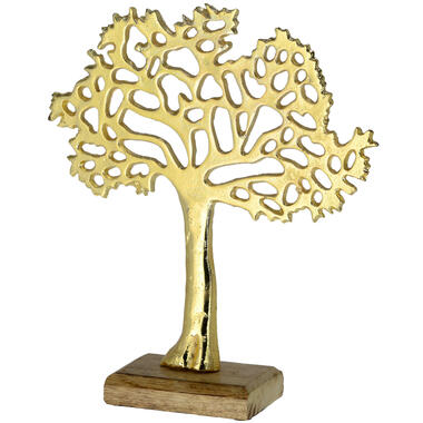 Out of the blue Levensboom - aluminium goud - houten voet - 30 cm product