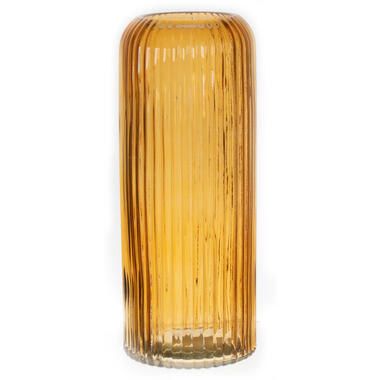 Bellatio Design Vaas - okergeel - transparant glas - D10 x H25 cm product