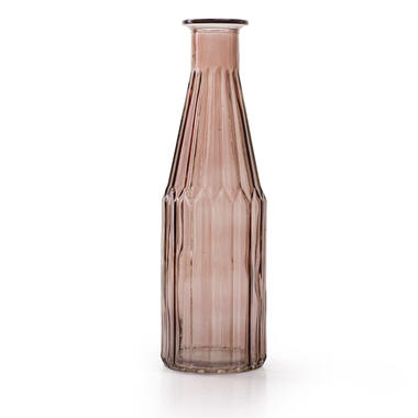 Jodeco Bloemenvaas Marseille - Fles model - glas - roze - H25 x D7 cm product