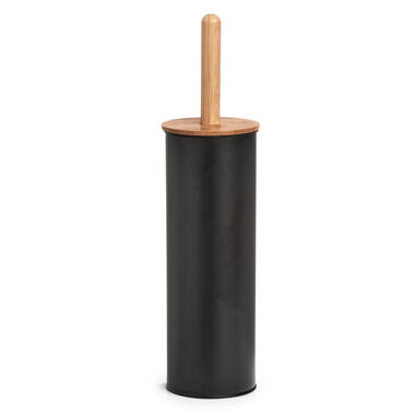 Zeller WC/Toiletborstel in houder - bamboe hout - zwart - H38xD10 cm product