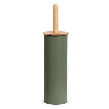 Zeller WC/Toiletborstel in houder - bamboe hout - groen - H38xD10 cm product