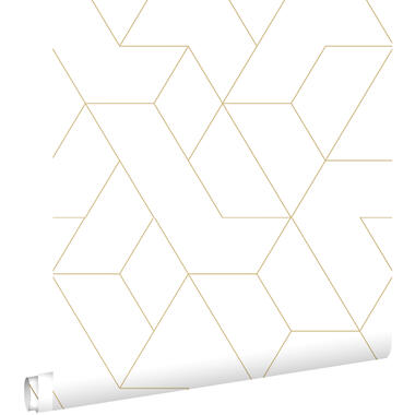 ESTAhome behang - grafische lijnen - wit en goud - 50 x 900 cm - 139950 product