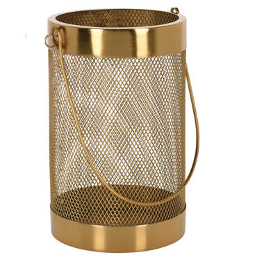 H&S Collection Windlicht - goudkleurig - metaal - 21 cm - lantaarn product