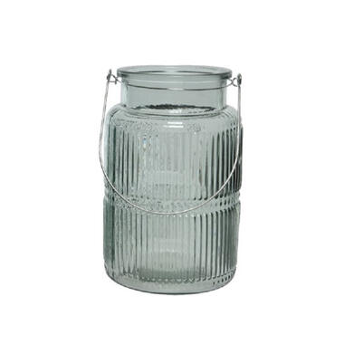 Decoris Windlicht - glas - lichtgroen - kaarshouder - 22 cm product