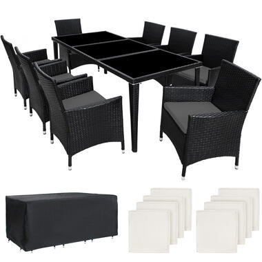 tectake - tuinset 8 stoelen+tafel Monaco - wicker - zwart product