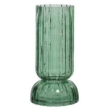Decoris Vaas - groen - glas - geribbeld - D13 x H26 cm product
