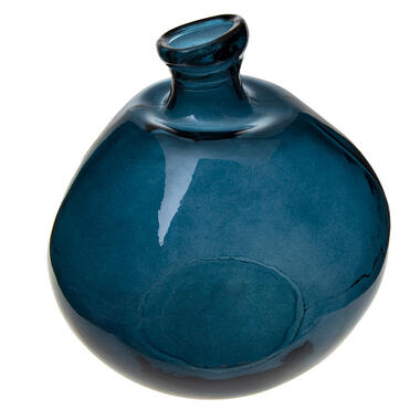 Atmosphera bol fles vaas - blauw transparant - glas - H33 x D32 cm product