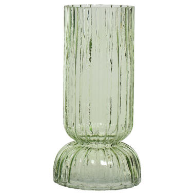 Decoris Vaas - lichtgroen - glas - geribbeld - D13 x H26 cm product
