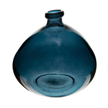 Atmosphera bol fles vaas - blauw transparant - glas - H22 x D21 cm product