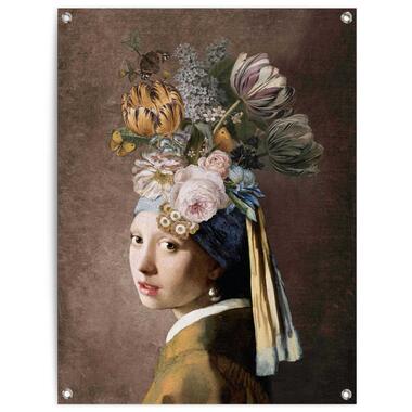 Tuinposter - Vermeer Bloemenmeisje met de Parel - 80x60 cm Canvas product