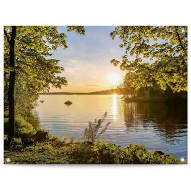 Tuinposter - Zonsondergang aan het meer - 60x80 cm product