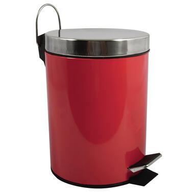 MSV badkamer/toilet pedaalemmer - rood - 3 liter - 17 x 25 cm product