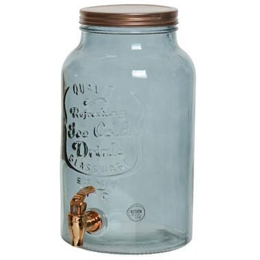 Decoris Drankdispenser - met kraantje - glas - 4L - bloemen product