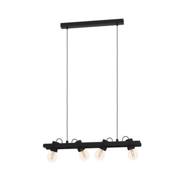 EGLO Plimsoll Hanglamp - E27 - 77 cm - Zwart - Staal/Hout product