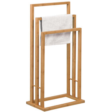 MSV Handdoeken ophangrek badkamer - bamboe hout - 42 x 24 x 82 cm product