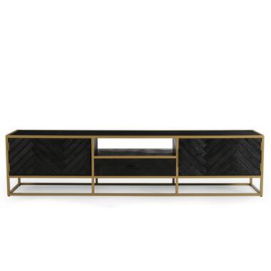 Mangohoutonline - TV Meubel Napels 210cm Goud - Bruin - Mahom product