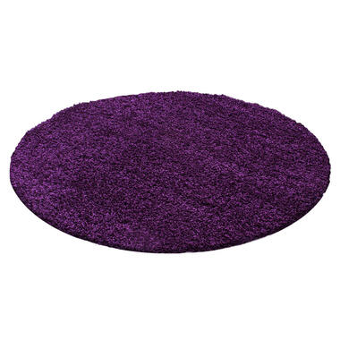 Basic Rond Shaggy vloerkleed Paars Hoogpolig - 200 CM ROND product