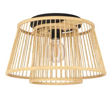 EGLO Hykeham Plafondlamp - E27 - Ø 38 cm - Zwart/Hout product