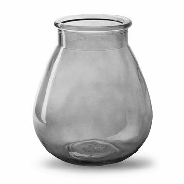 Jodeco Bloemenvaas druppel vorm - smoke grijs/transparant glas - H17 x D14 cm product