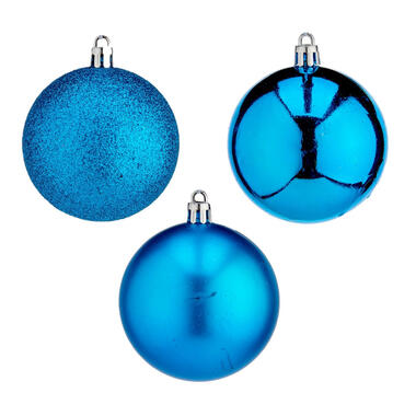 Krist+ Kerstballen - 20x st- blauw - kunststof - 7 cm - mix product