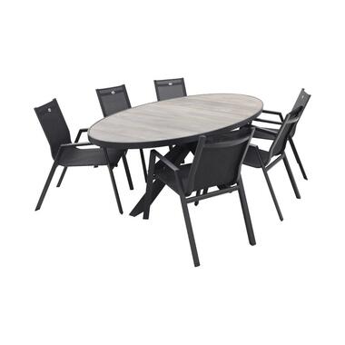 Hartman Napoli/Silva houtlook 240x115 cm. ovale tuinset - stapelbaar