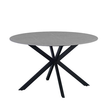 Ronde eettafel Yuna Ø130 cm marmerlook grijs - Stoneware - Grijs product