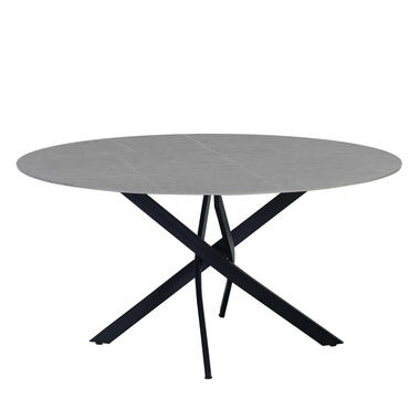 Ronde eettafel Vivian Ø150 cm marmerlook grijs spinpoot - Stoneware - Grijs product