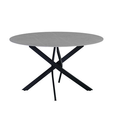 Ronde eettafel Vivian Ø130 cm marmerlook grijs spinpoot - Stoneware - Grijs product