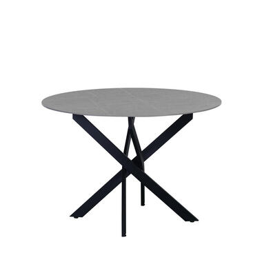 Ronde eettafel Vivian Ø110 cm marmerlook grijs spinpoot - Stoneware - Grijs
