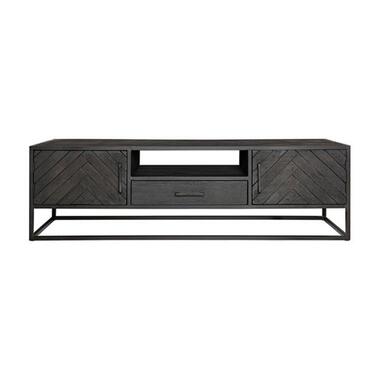 Furndea Scandi tv meubel industrieel visgraat zwart - 45x180x50 cm product