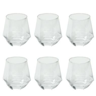OTIX Waterglazen Set van 6 300ml Diamant vorm Transparant Glas product