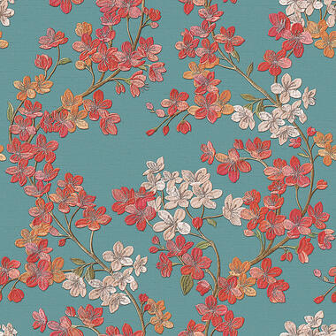 Dutch Wallcoverings - Grace Cherry blossom aqua/red - GR322205 product