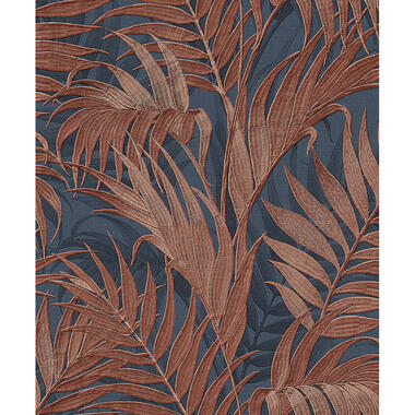 Dutch Wallcoverings - Grace Tropical palm leaf blue/copper - GR322109 product